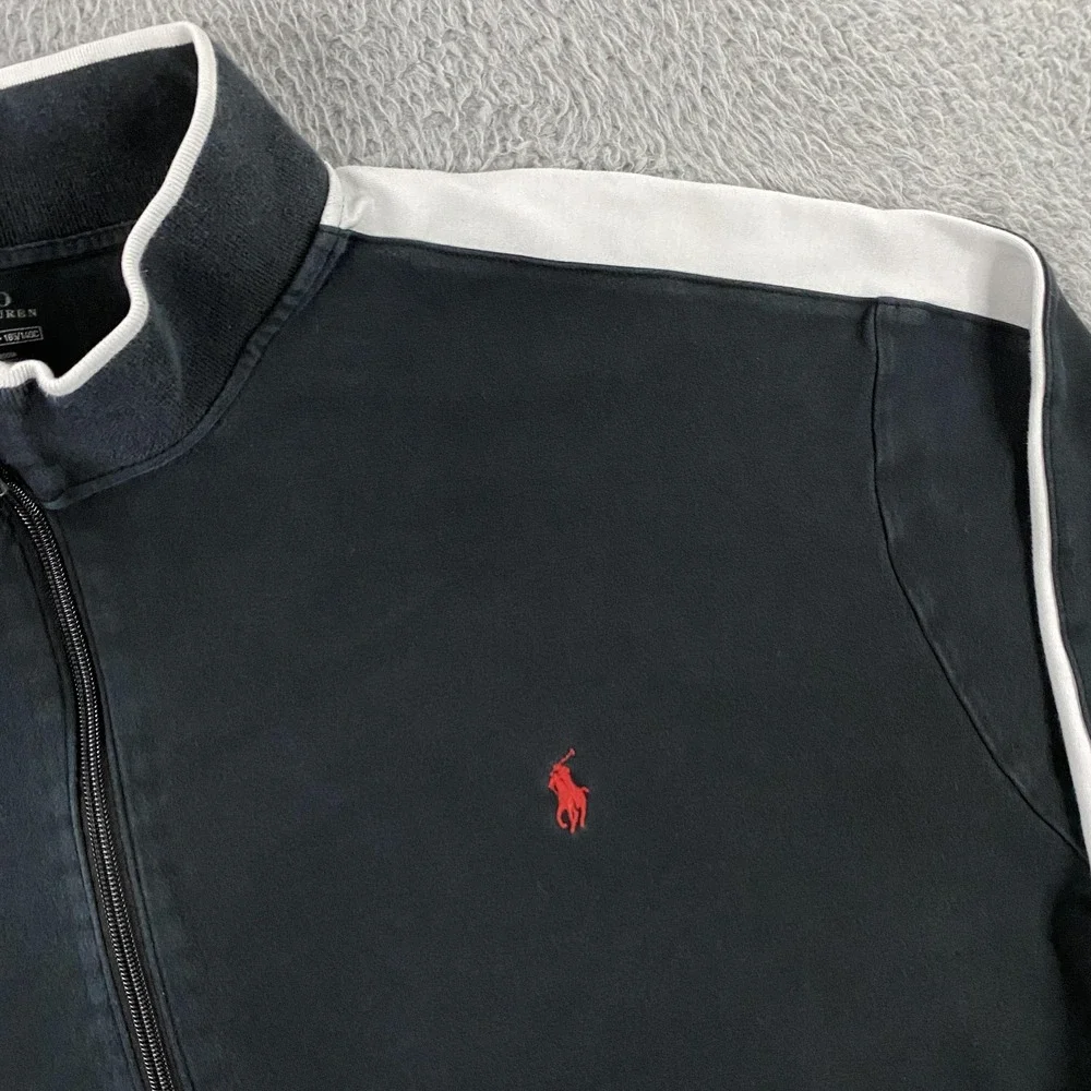 Polo‎ Ralph Lauren Jacket Mens 3XLT Black White Track Full Zip Mock Neck Pony